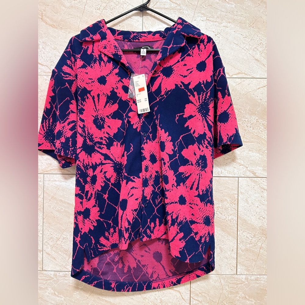 🌹 Urban Outfitters Rose Floral Button Down Shirt S | Cottagecore Grunge